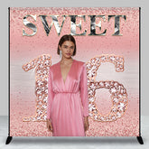 Lofaris Custom Pink Glitter Sweet 16th Birthday Backdrop